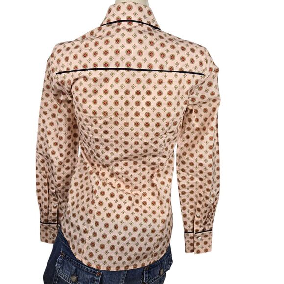 J. Crew Piped Foulard Medallion Print Shirt Sz 00 XXS Long Sleeve - Picture 7 of 13